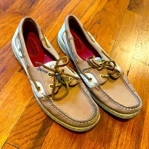 Sperry Topsider Gold Sparkle Leather Boat Shoes